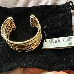 Robert Lee Morris Gold Textured Cuff Bracelet